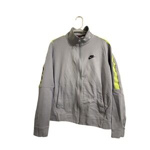VTG Nike Jacket Men's Medium Gray Neon Red Tag Full Zip Warm Up Track Sport Y2K